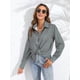 thumbnail image 4 of Camisas de Mujer con Botones, Casuales, de Larga, A Cuadros, con Estampados, Blusas Holgadas con Cuello A . Verde M, 4 of 7