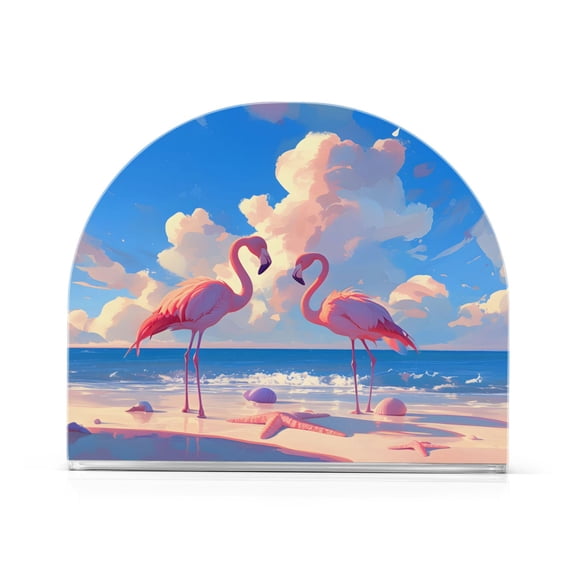 Ryvnso Summer Flamingo on Beach Acrylic Napkin Holder Table Kitchen Paper Tissue Organization