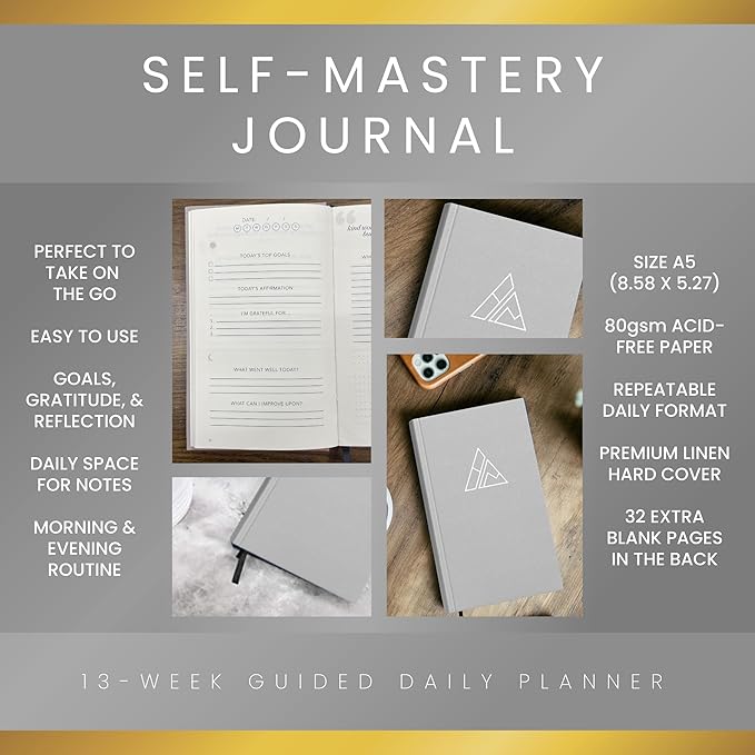 Daily Journal for Men - Gratitude Journal Notebook - Reflection Journal for Mindfulness