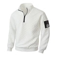 thumbnail image 2 of Kalauyu Mens Quarter Zip Sweater Men Quilted Sweatshirt Pullover Knit Long Sleeve Mock Neck Sweatshirt, 2 of 9