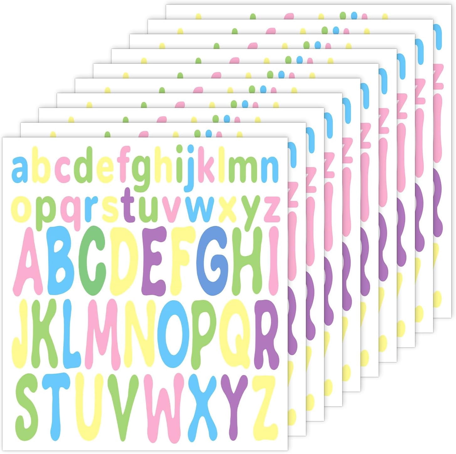 shiyou-520pcs Letter Stickers, 10 Sheets 1inch Lowercase and 2inch ...