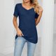 thumbnail image 4 of Fiudx Ofertas Relámpago Blusa Holgada Cómoda con Cuello En V de Color Sólido a La Moda para Mujer Tops Casuales, 4 of 6