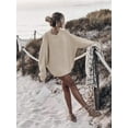 thumbnail image 6 of Women'S Oversized Sweaters Batwing Sleeve Mock Neck Jumper Tops Chunky Knit Pullover Sweater Khaki L, 6 of 9