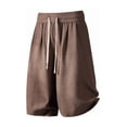 thumbnail image 7 of hotojiny Men's 2 Piece Shorts Set Oversized Button down Shirt and Wide Leg Shorts Casual Clothing Plus Size Matching Outfits(Coffee,X-Large), 7 of 7
