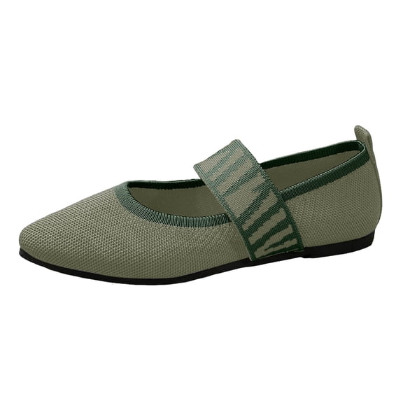 YLYL Women's Knit Ballet Flats Shoes Pointed Toe Casual Comfortable Office Work Dress Mary Jane Shoes
