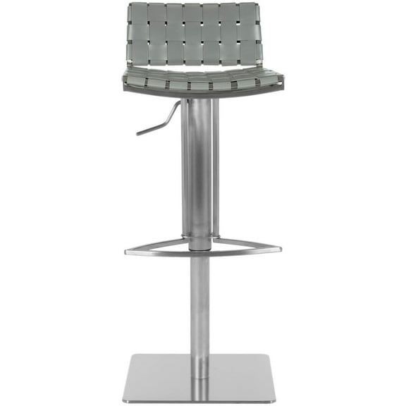 SAFAVIEH Mitchell 38.5" Gas Lift Regenerated Leather Bar Stool, Grey