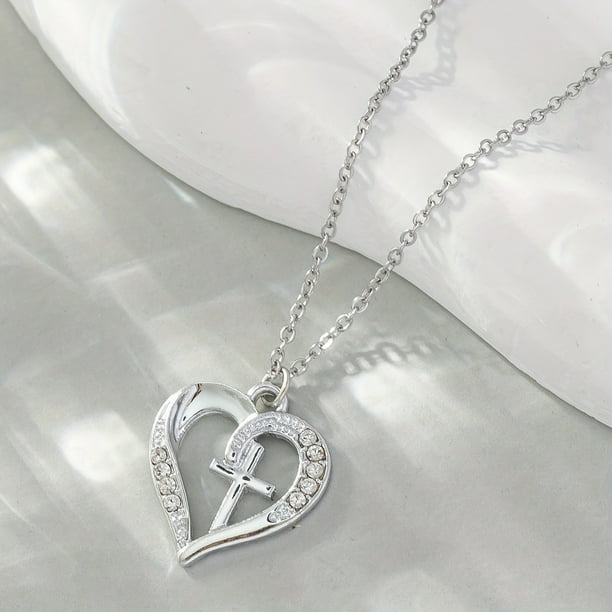 Collar de Corazón, Plata de Ley 925, con Circonitas Brillantes, Elegante Regalo de Moda, Romántico Regalo de San Valentín, Joyería para Mujer, Longitudinal Ajustable.
