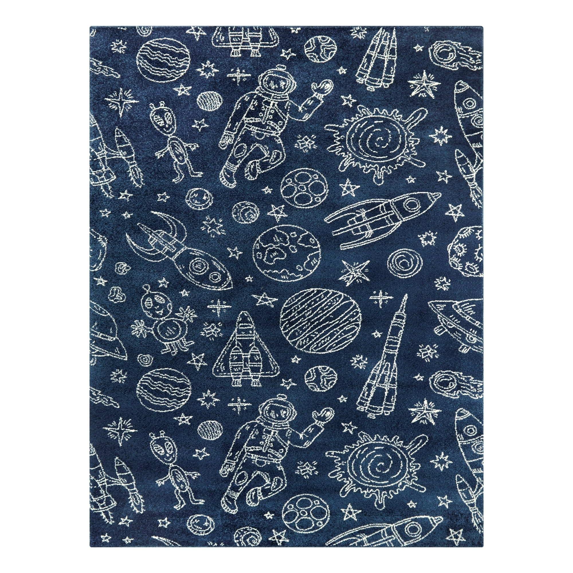 Mainstays Navy Space Indoor Kids Rug, 4' x 5'5"