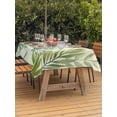 thumbnail image 2 of Outdoor Tablecloth with Umbrella Hole and Zipper, Green Blue Leaves Rectangle Table Cloth 52x70 Inch Waterproof Tablecloth, Summer Botanical Farmhouse Watercolor Leaf Picnic Table Cover for Patio, 2 of 7