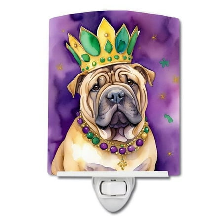 

6 x 4 in. Shar Pei King of Mardi Gras Ceramic Night Light