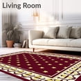 thumbnail image 2 of ODIKA 4'x6' Machine Washable Non-Slip Area Rug, Vintage Xmas Geometric Interlocking Anti Slip High Traffic Rug with Pad, Red, 611418, 2 of 8