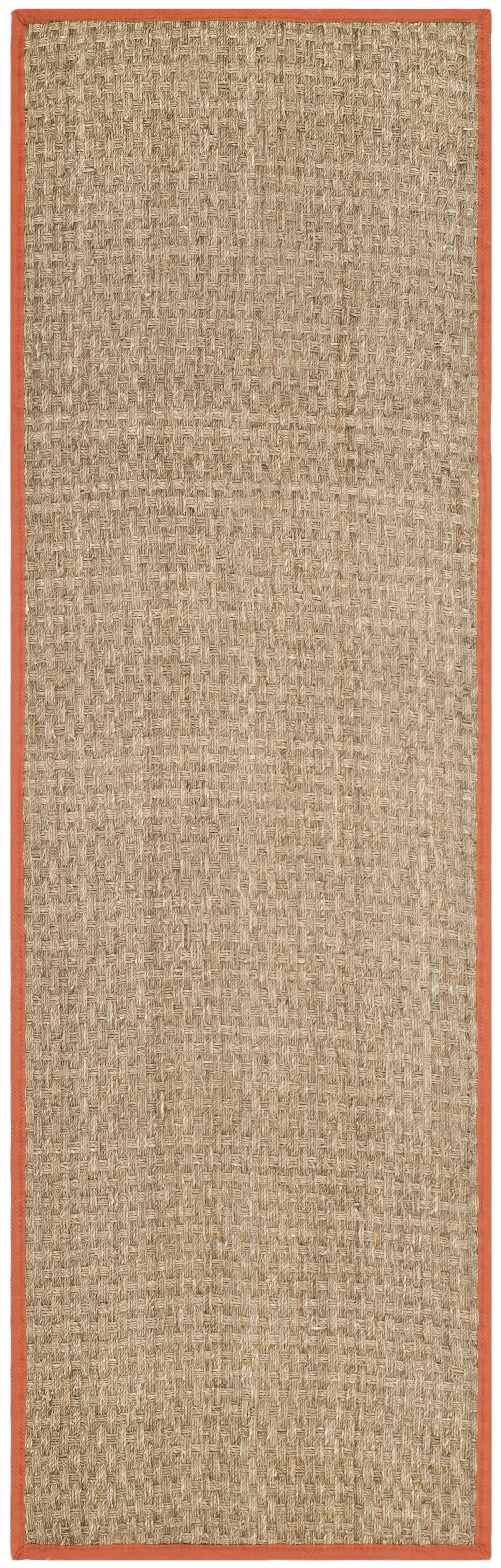 SAFAVIEH Natural Fiber Arbor Bordered Runner Rug, Natural/Rust, 2'6" x 12' - Coastal Design, Natural & Rust, Seagrass, Ideal for Entryway, Kitchen, Living Room, Office, Hallway