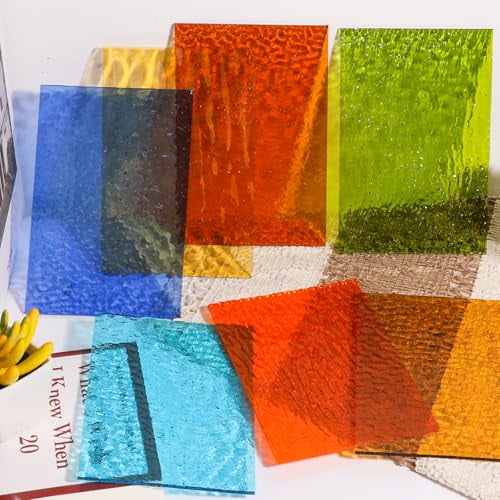 30 Sheets Transparent Stained Glass Sheets 4 x 6in, Stained Glass Supplies for Mosaic Tiles Crafts Cathedral Window Suncatchers & DIY Home Decor$$