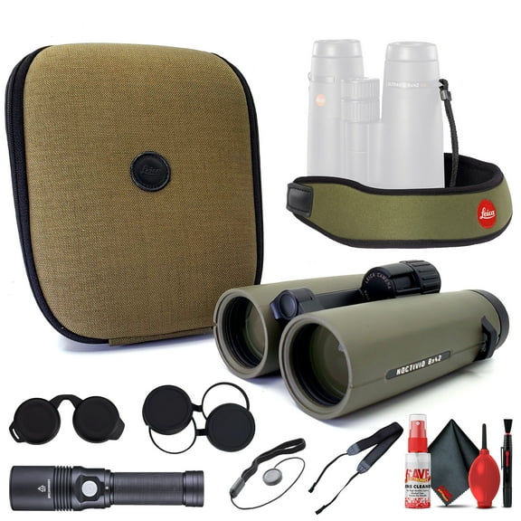 Leica Noctivid 8x42 Green Binocular 40386   Padded Backpack   Flashlight   6Ave Cleaning Kit