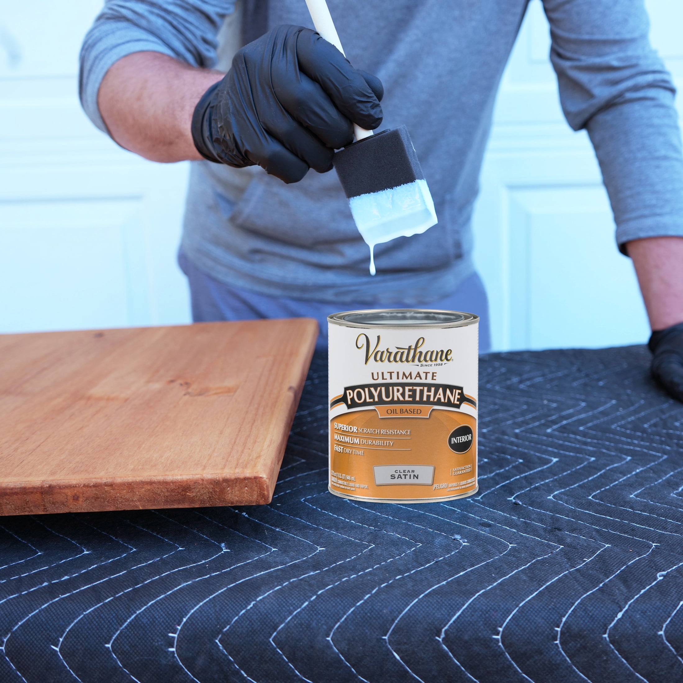 Clear, Varathane Satin Ultimate Polyurethane Oil-Based-9141H, Quart