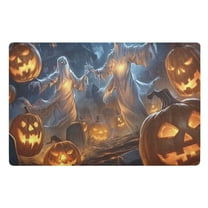 Halloween Ghosts and Pumpkin Lights Floor Door Mat Outdoor Indoor for Home Entrance Welcome Mats 32"x20"