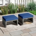thumbnail image 2 of Gymax 2 Pieces Patio PE Rattan Ottomans with Soft Zippered Cushions for Deck Navy, 2 of 9