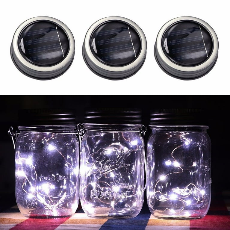 3 Pack Solar Mason Jar Lid Insert LED Mason Jar Solar Light for Glass Mason US 3 Pack Solar Mason Jar Lid Insert LED Mason Jar Solar Light for Glass Mason US
