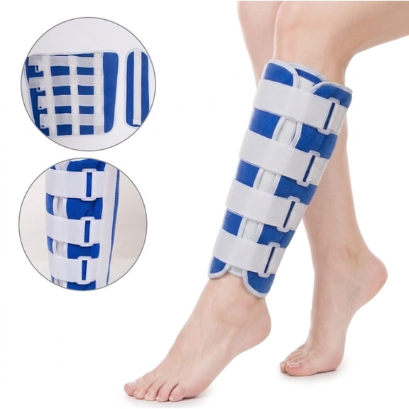 Calf Brace Shin Splint Support Leg Immobilizer Brace with Removable Aluminum Alloy Stay for Fracture Sprain Pain Relief