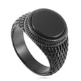 thumbnail image 4 of Titanium Steel Turquoise Ring Mens Round Stone Circle Band Stainless Steel 7 8 9 10 11 12 13 Bold Modern Style, 4 of 7