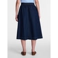 thumbnail image 4 of Time and Tru Women's Button Front Denim Midi Skirt, Sizes XS – XXXL, 4 of 6