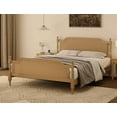 thumbnail image 1 of Queen Size Platform Bed Frame with Rattan Headboard and Footboard, No Box Spring Needed, Traditional Style, Pine Wood, Walnut, 1 of 7
