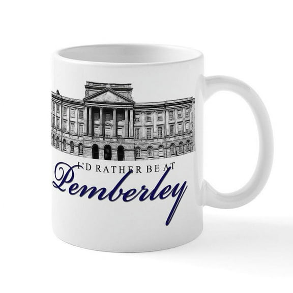 CafePress - Id Rather Be At Pemberley Mugs - 11 oz Ceramic Mug - Novelty Coffee Tea Cup