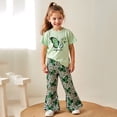 thumbnail image 2 of Toddler Girl Outfits Spring Summer Cartoon Print Childrens Clothes Girls Size 10-12 Oversize Streetwear Clothing Set for Girls 7-8 Short Sleeve T11-Green, 3-4 Years, 2 of 6