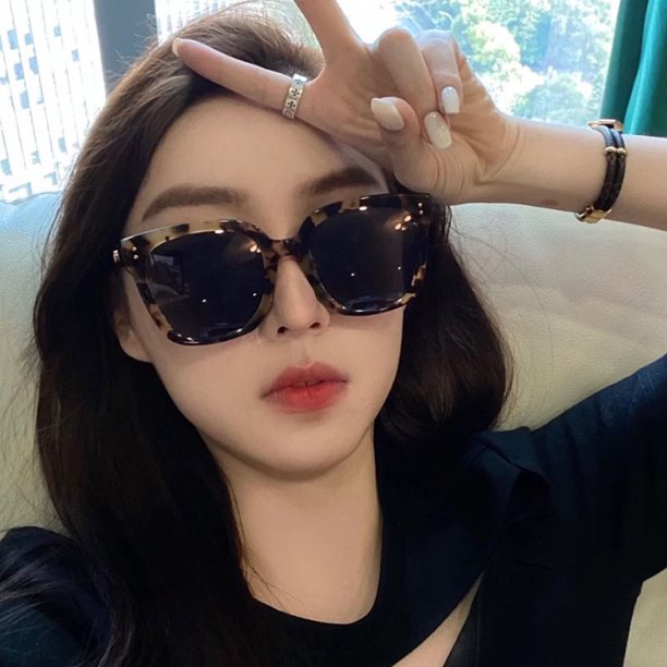 Gafas De Sol Cremosas Blancas Para Mujer Cuadradas De Marco Grande Negro Leopardo Gao Jiahui unisex