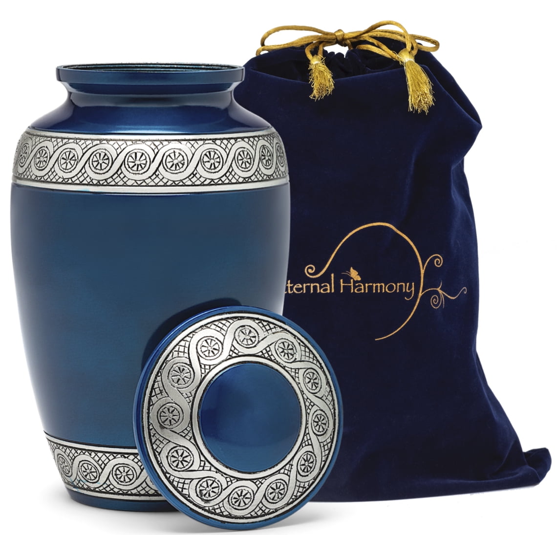 Eternal Harmony Cremation Urn for Human Ashes | Memorial Urn Carefully Handcrafted with Elegant Finishes to Honor and Remember Your Loved One | Adult Urn Large Size with Beautiful Velvet Bag