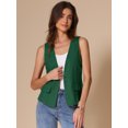 thumbnail image 2 of DARING DIVA Womens Linen Vest Loose Sleeveless Blazer Lightweight Jacket S Green, 2 of 6