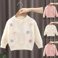 thumbnail image 4 of Odeerbi Toddler Girls Knit Cardigan Sweater Fall Winter Thermal Sweater 1-8 Years Embroidered Flower Loose Sweater Button Long Sleeve Cardigan Toddler Clothes Pink, 4 of 4