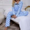 thumbnail image 4 of Womens Pajamas Elegant Bow Long Sleeve Tops Pants Cozy Home Sleepwear Soft Outfit, 4 of 6