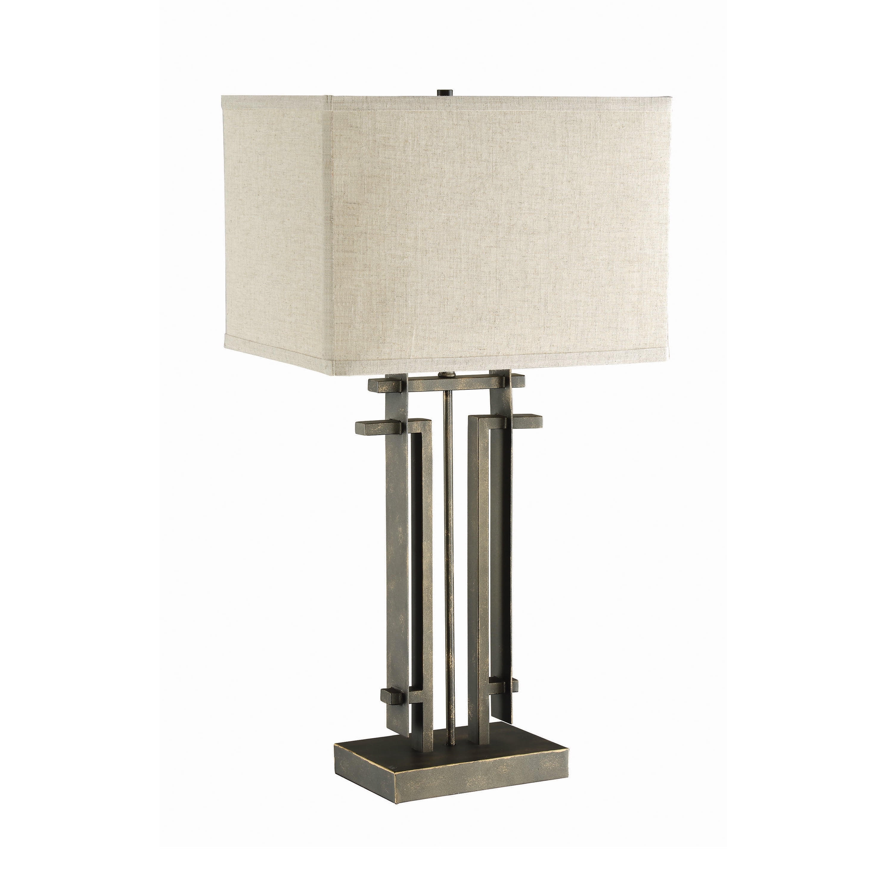 Rectangular Shade Table Lamp Black and Beige