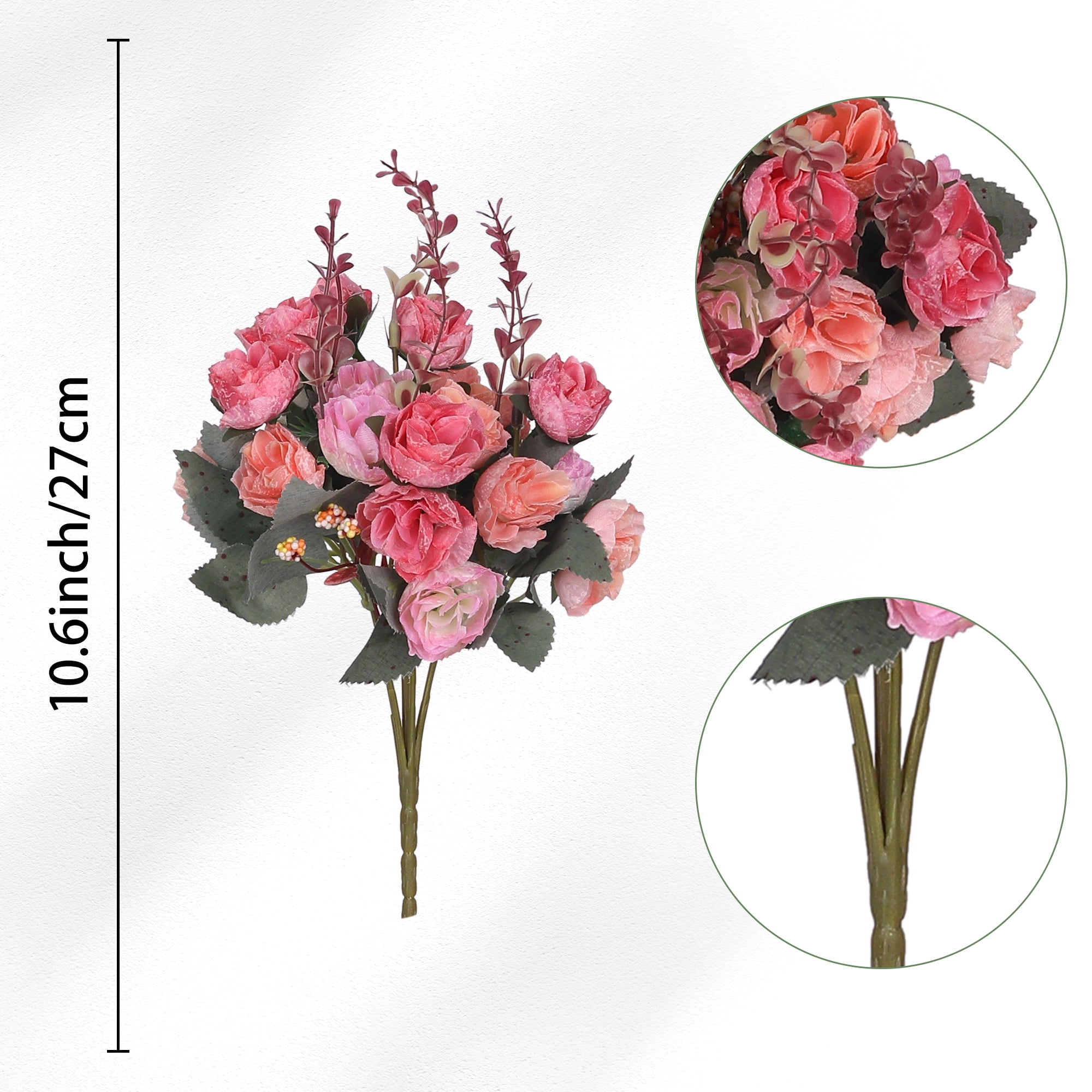 Unique Bargains Silk Rose Bouquet Fake Artificial Flowers Wedding Party Home 6pcs Pink