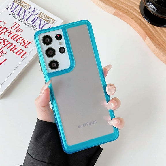 Clear Case for Samsung Galaxy S21 Ultra 5G,Soft Silicone Bumper Protective Transparent Shockproof Slim Phone Case Cover for Galaxy S21 Ultra - Blue