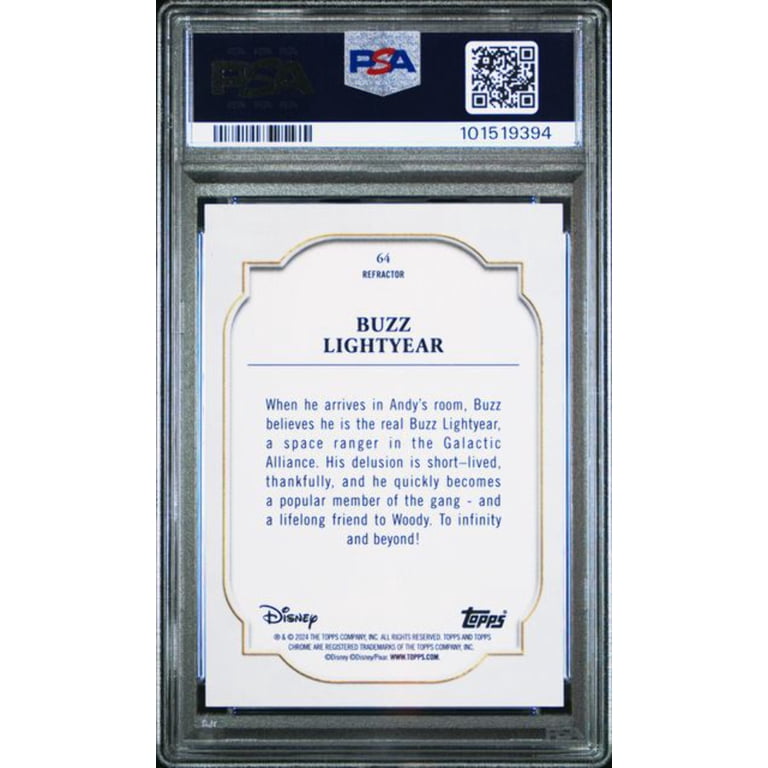 Graded 2024 Topps Chrome Disney Silver Refractor Buzz Lightyear