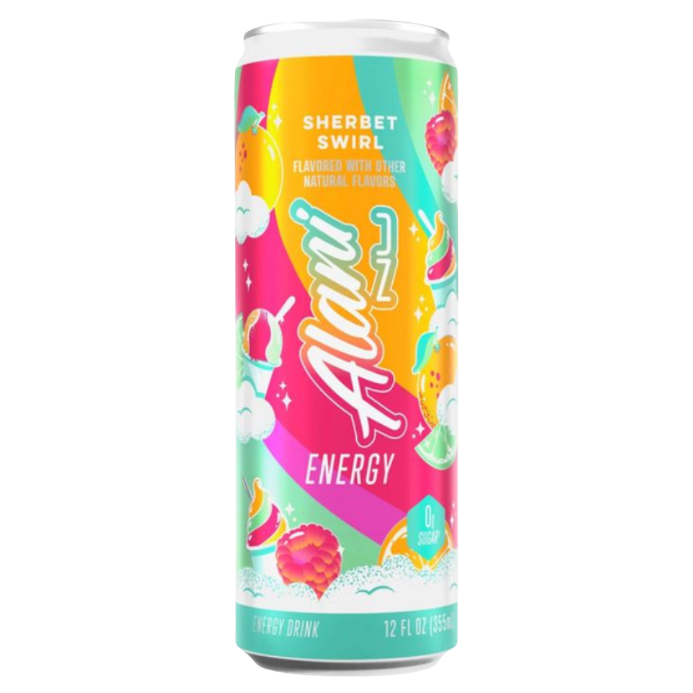 Alani Nu Energy Drink, Cotton Candy , Sherbet Swirl  Variety Pack,Sugar-Free, Low-Calorie, 200mg Caffeine, Energy Boost Drink 12 fl oz (Pack of 6)