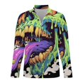 thumbnail image 4 of Fantasy Skull Colorful Men's Sweater Sports POLO Shirt Zip Pullover Mens Athletic Long Sleeve Sweatshirt Mock Neck for Men, 4 of 7