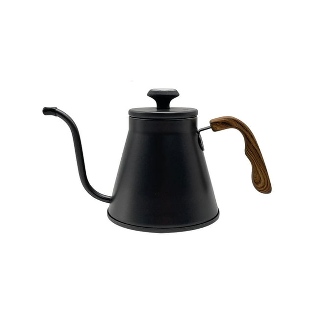 Bouilloire pour Café Filtre 1 L Résistante aux Rayures pour Camping Extérieur Poignée en Bois Thé Noir