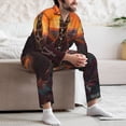 thumbnail image 7 of Honeii Tree Hollow Meditating Giraffe Pattern Mens Pajamas Set,2pcs Men's Lounge Long Sleeve Sleep Shirt and Pajama Bottoms Sleepwear Set,Mens Pjs Sets-Medium, 7 of 7