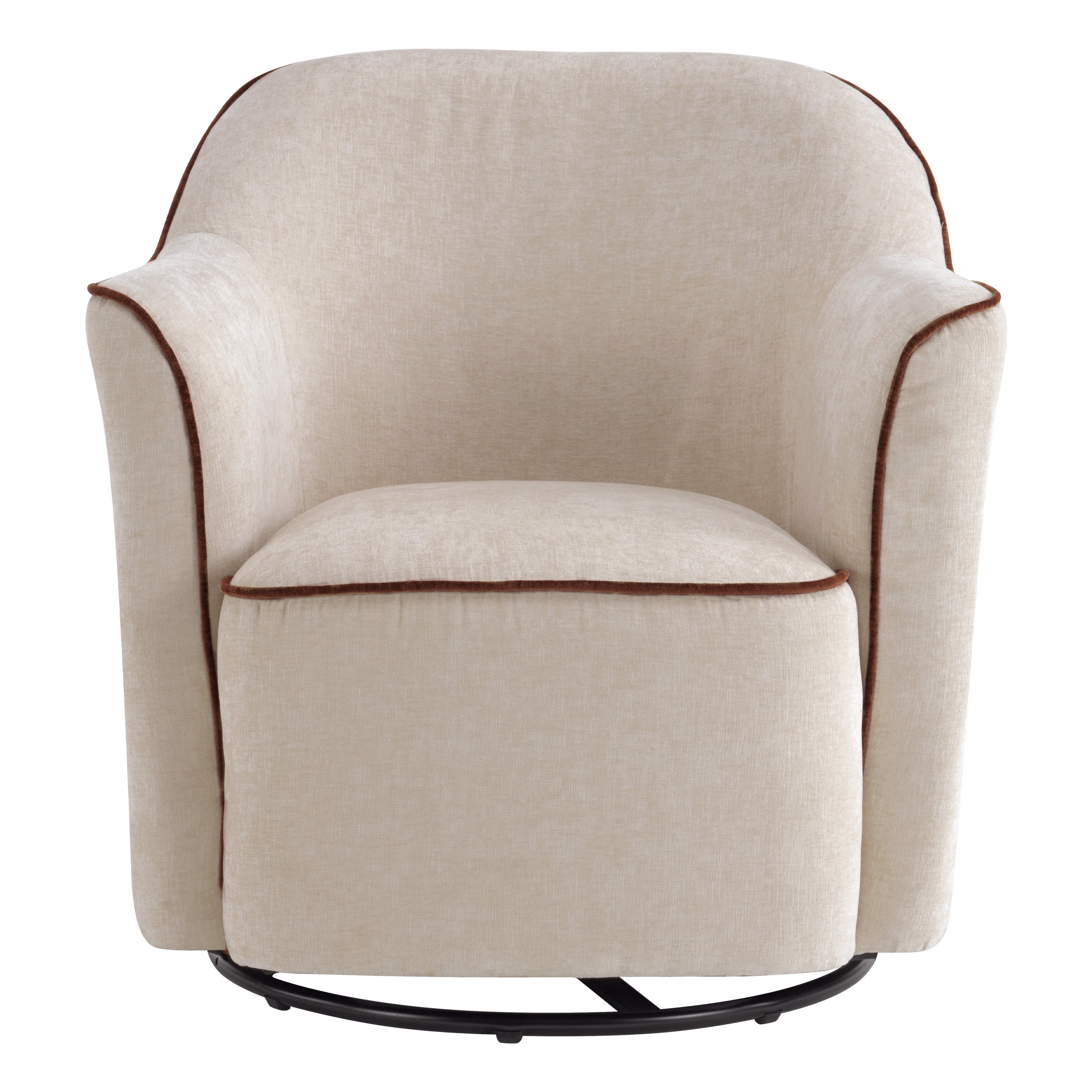 Euroco 360° Swivel Accent Chair, Chenille Upholstered Barrel Chair with Flared Arms, Modern Reading Armchair for Living Room, Bedroom and Office, Beige