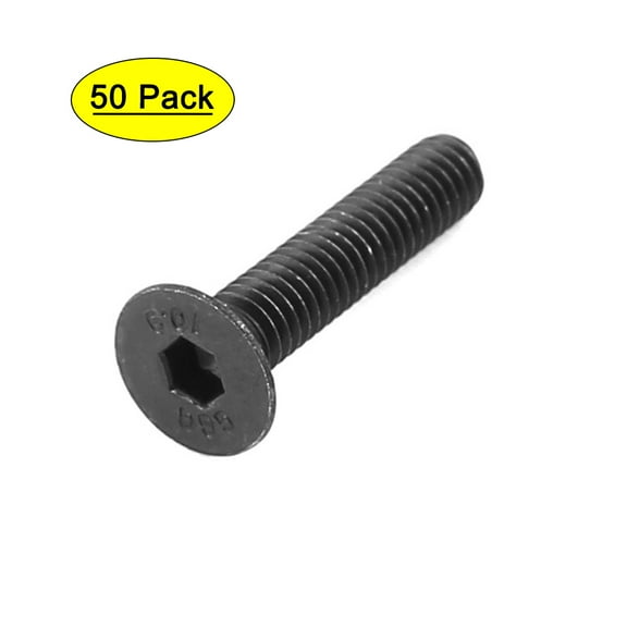 50Pcs Black M4 x 20mm Alloy Steel Hex Socket Flat Head Countersunk Screws Bolts