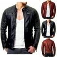 thumbnail image 4 of YUNAFFA FLAVOR Men Brown Leather Motorcycle Jacket with Removable Hood ,Slim Fit Lightweight Sportswear Jacket Casual Bomber Jacket, 4 of 9