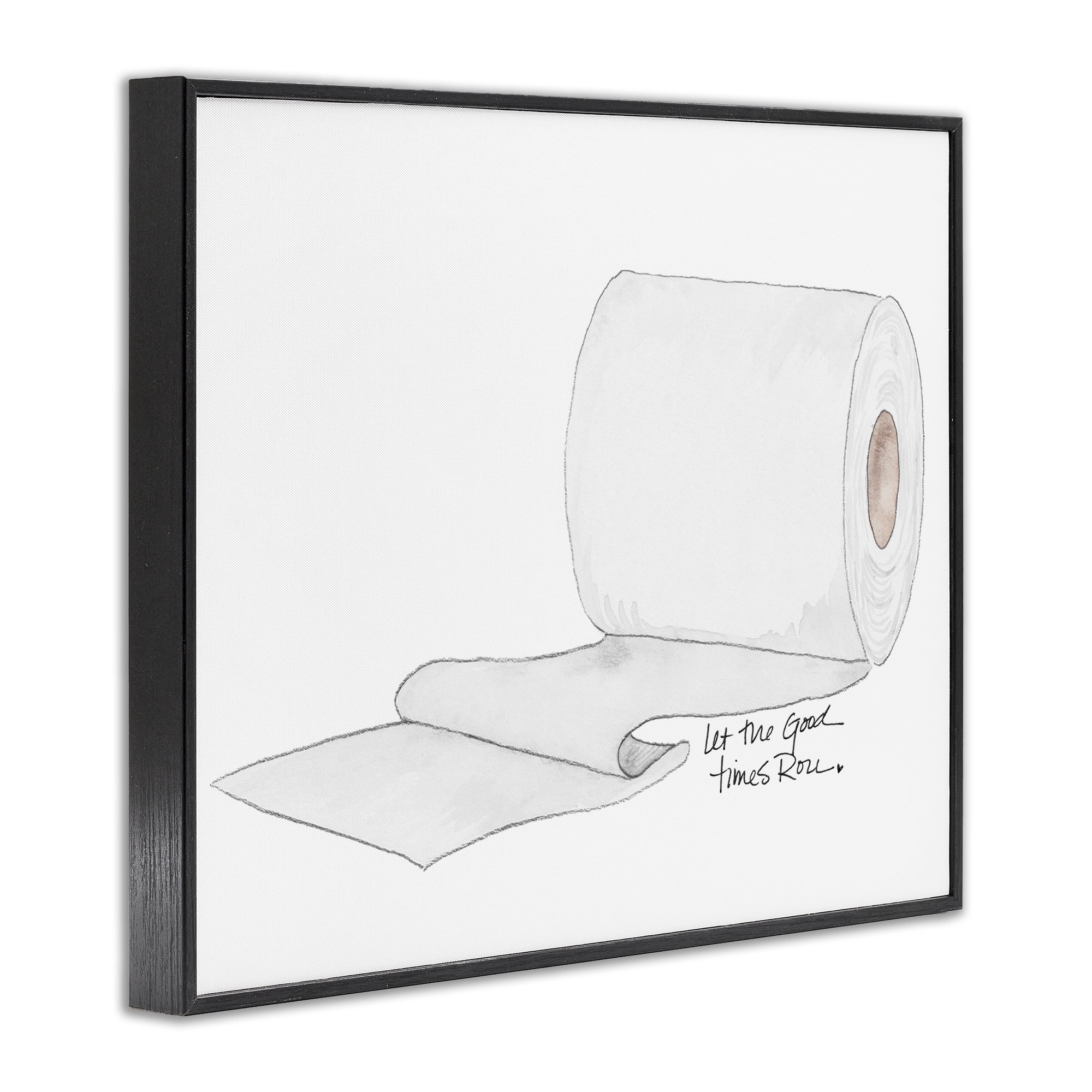 Stupell Industries Good Times Roll Toilet Paper Black Framed Giclee Art, design by Nola James