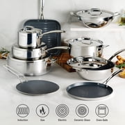 Tramontina Utsava Tri-Ply Clad 2.9 Qt Covered Deep Sauté Pan with Ceramic Interior – Induction-Ready