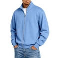 thumbnail image 3 of Mens Zip Up Sweatshirt No Hood Mock Neck Sweatshirts Men's Jackets Full Zip Lightweight Jacket Seam Pocket, 3 of 6