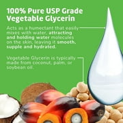 De La Cruz Vegetable Glycerin Moisturizer - 100% Pure USP Grade, Hydrating - 8 fl oz