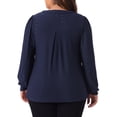 thumbnail image 3 of Agnes Orinda Women's Plus Size Tops Dressy Casual V Neck Long Sleeve Hollow Blouses Trendy T Shirts Loose Tunic 3X Navy Blue, 3 of 6