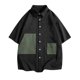 thumbnail image 1 of Blusa y camisa de manga corta con cuello vuelto para hombre, informal, de color liso, con botones, bolsillo, solapa para exteriores, camisa de manga larga a la moda, blusa para hombre, 1 of 8